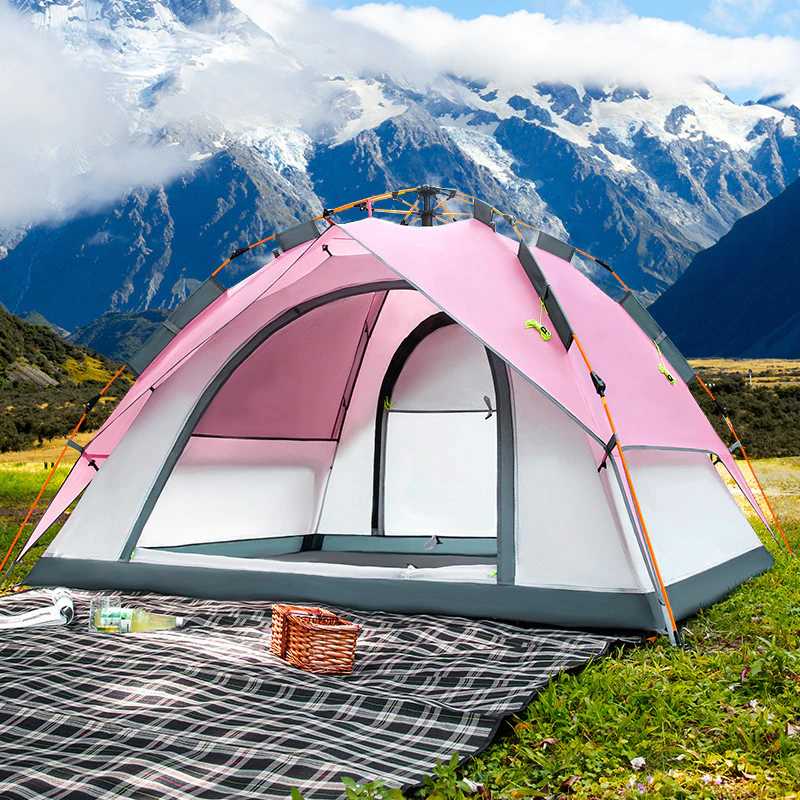 Cheap Goat Tents 4 5 People Large Tent Quick Setup Family Camping Tent Pink And Green Tent Camping Hiking Foldable Folding Tent Double Layer   
